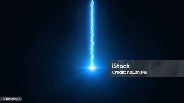 Laser Beam Falls From Top To Bottom 3d Rendering Background Computer Generated An Electric Discharge Stock Photo - Download Image Now