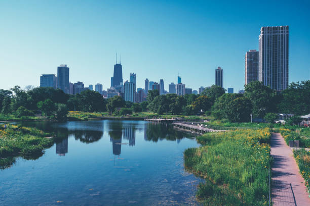istock Lincoln park with Chicago skyline IL 1210408929