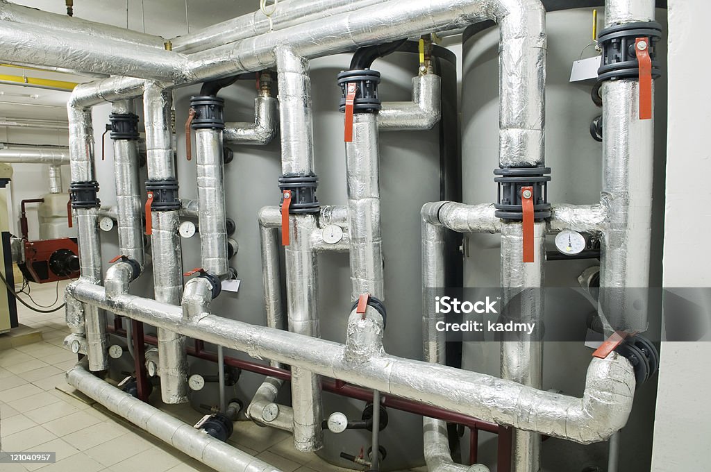 modern industrial boiler room  Gas Boiler Stock Photo