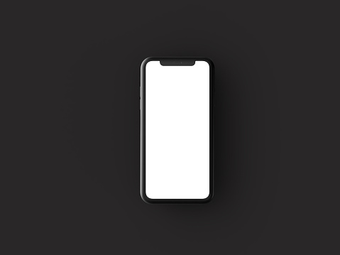 Smartphone In Top View Mockup Front Side With White Screen Stock Photo ...