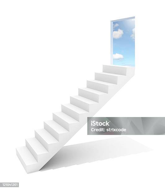 Imagen De Escalera Hacia El Extremo Superior Foto de stock y más banco de imágenes de Alto - Descripción física - Alto - Descripción física, Aspiraciones, Azul