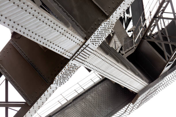 istock Closeup large complicated bridge steel structure, background with copy space 1210415385