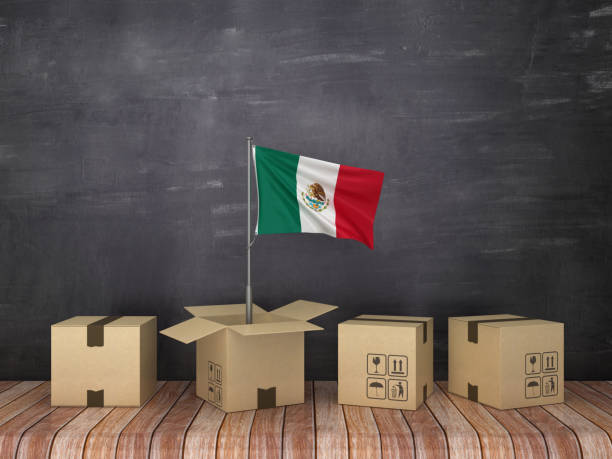 istock MEXICAN Flag in Cardboard Box on Chalkboard - 3D Rendering 1210415504