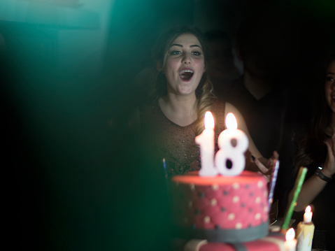 Teen girl celebrates the eighteenth birthday
