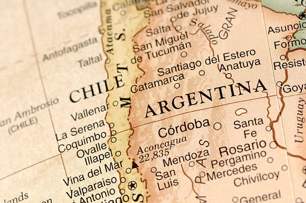 argentina e com o chile - argentina map chile cartography imagens e fotografias de stock