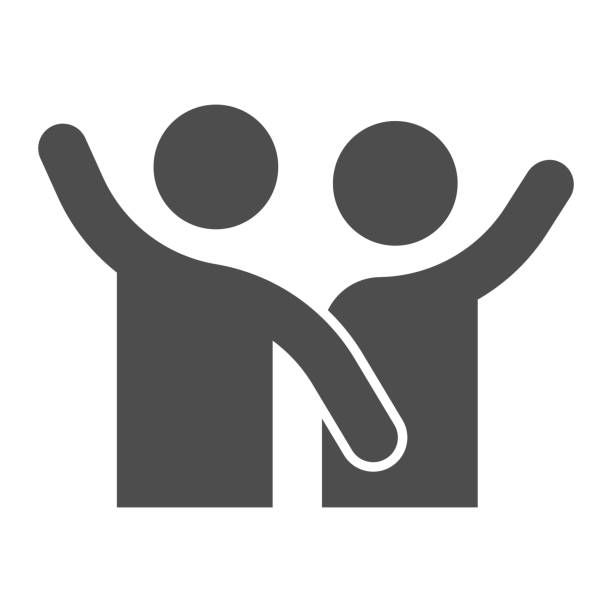 Comrades solid icon. Close two happy friends and best partners symbol, glyph style pictogram on white background. Relationship sign for mobile concept and web design. Vector graphics. Comrades solid icon. Close two happy friends and best partners symbol, glyph style pictogram on white background. Relationship sign for mobile concept and web design. Vector graphics clip art of hugging couples stock illustrations
