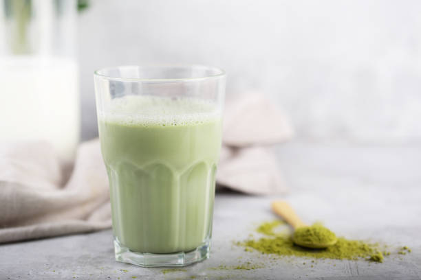 istock Hot Green matcha latte with almond milk 1210430439