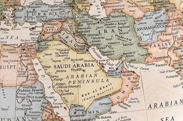 maps of countries in middle east - gulfstaterna bildbanksfoton och bilder
