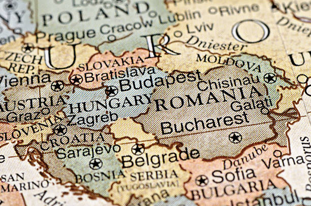 eastern europa - hungary budapest map cartography stock-fotos und bilder