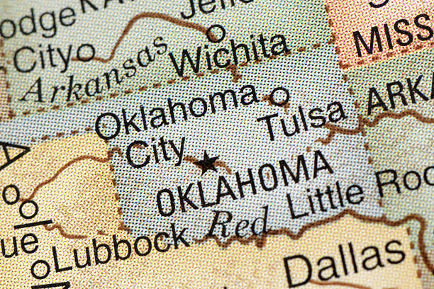 オクラホマ州 - oklahoma map cartography topography ストックフォトと画像