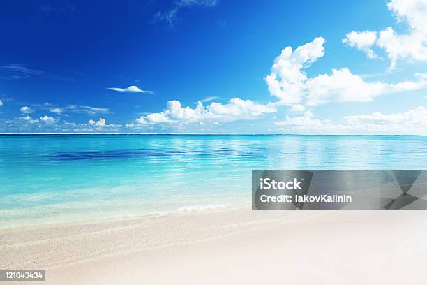 Sand Beach With Crystalline Water In Caribbean Sea Stock Photo - Download Image Now - Atlantic Ocean, Bay of Water, Beach