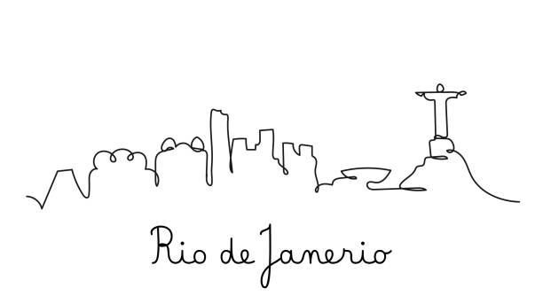 One line style Rio de Janerio city skyline. Simple modern minimalistic style vector. One line style Rio de Janerio city skyline. Simple modern minimalistic style vector. rio de janeiro stock illustrations