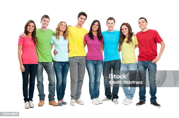 United Teenager Freunde Glücklich Stockfoto und mehr Bilder von Weißer Hintergrund - Weißer Hintergrund, Menschengruppe, Freundschaft