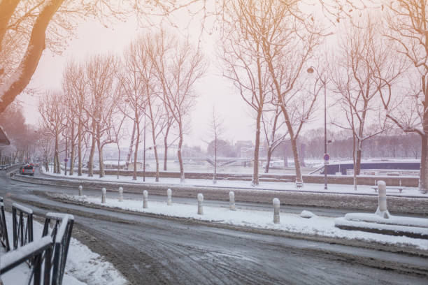 istock Avenue de New York in Paris under snow winter 1210442118
