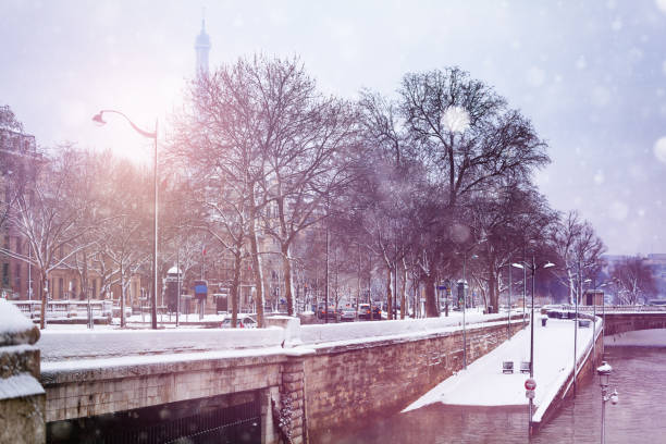 istock Flooded Sein river bank in Paris after heavy snow 1210442209