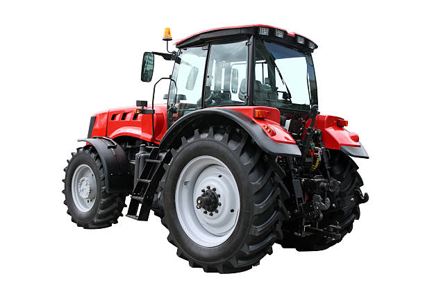 istock Close up of the red and black tractor 121044547
