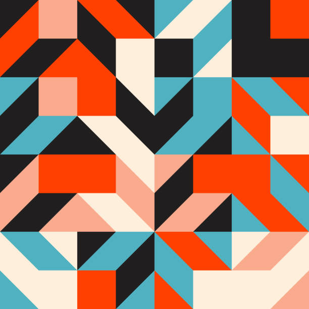 Modern Abstract Geometric Seamless Pattern With Triangles Rectangles  Squares And Chevrons In Retro Scandinavian Style By Julien, Triangle  Pattern Design