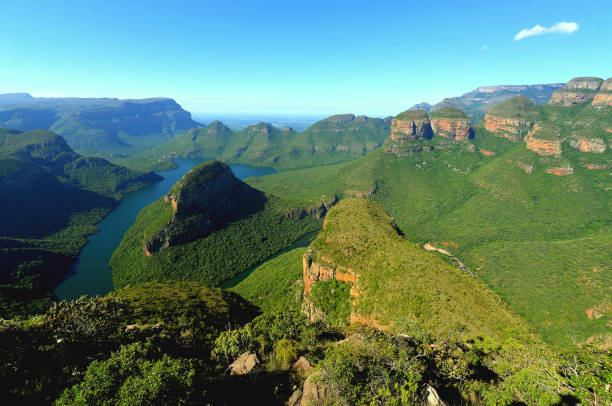 Blyde River Canyon Blyde River Canyon, South Africa, 16 mi (25 km) Long, Some Places 4537 ft (1383 m) Deep, Red Sandstone, Green Canyon, Blyde River, Glad River, Nature Landscape, Attraction blyde river canyon stock pictures, royalty-free photos & images