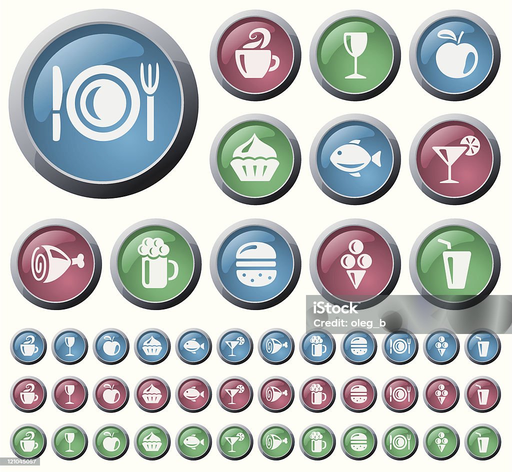 Jedzenie i napoje przyciski - Grafika wektorowa royalty-free (Alkohol - napój)