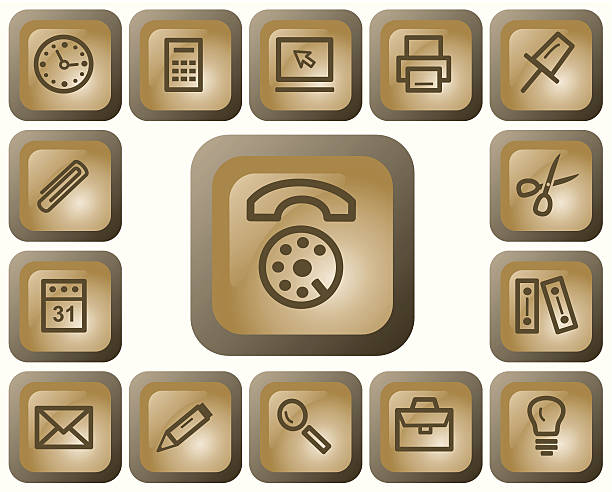 Office buttons vector art illustration