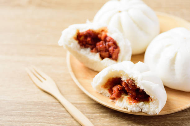 istock Steamed buns stuffed with red minced pork 1210454121