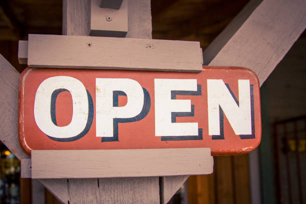 istock wooden open sign in Utah 1210454539