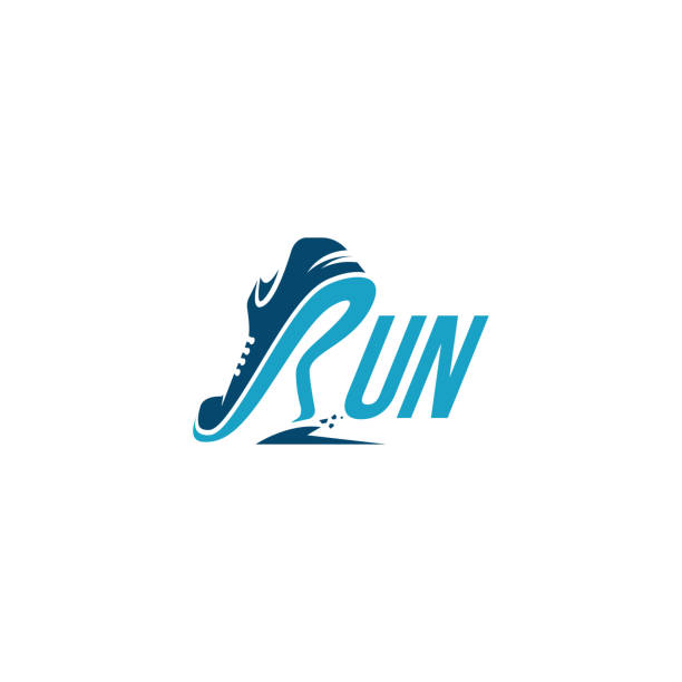 illustrations, cliparts, dessins animés et icônes de r pour run / vecteur de logo de course - paire de baskets