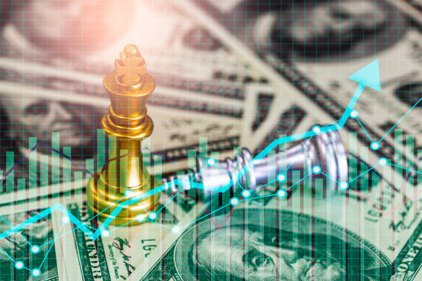 Chess game on chess board on stock market or forex trading graph chart for financial investment concept. Economy trends for digital business marketing strategy analysis. Abstract finance background. juego de ajedrez en el tablero de ajedrez en el mercado de valores o gráfico de comercio de divisas gráfico para el concepto de inversión financiera. tendencias económicas para el análisis de estrategia smarketing de negocios digitales. antecedentes f