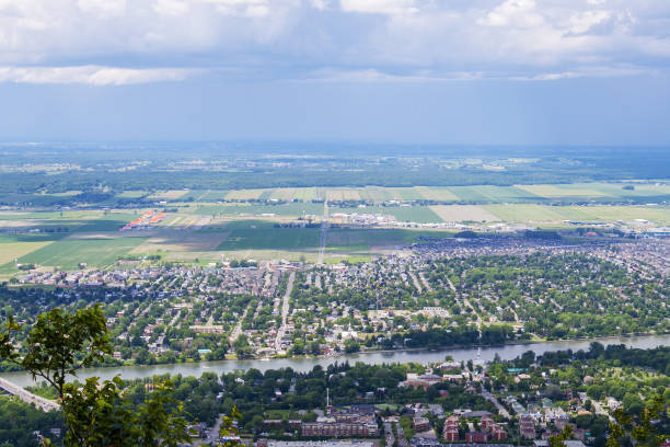 Aerial view of a canadian suburban city stock photo