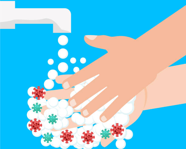 istock Washing hands with soap to prevent virus and bacteria vector Illustration. 1210462667
