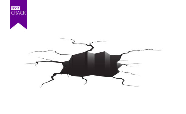 istock Ground cracks. Earthquake and ground cracks, hole effect, craquelure and damaged wall texture. Vector illustrations can be used for topics earthquake, crash, destruction. 1210463340