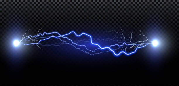Realistic lightning. Thunder spark light on transparent background. Illuminated realistic path of thunder and many sparks. Bright curved line. Realistic lightning. Thunder spark light on transparent background. Illuminated realistic path of thunder and many sparks. Bright curved line bowling strike stock illustrations
