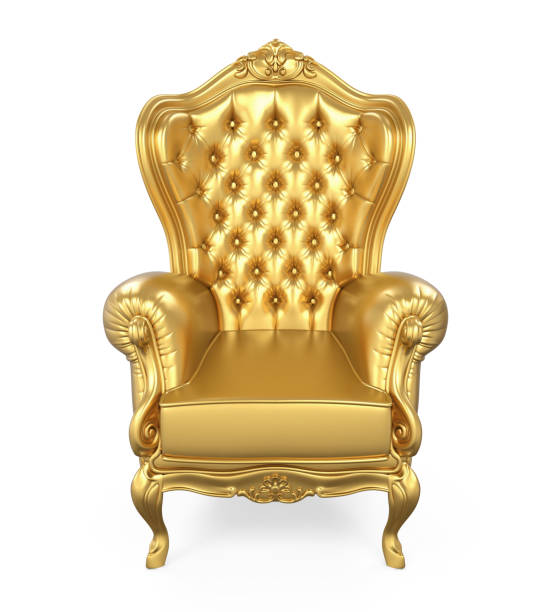золотой трон стул изолированы - throne стоковые фото и изображения
