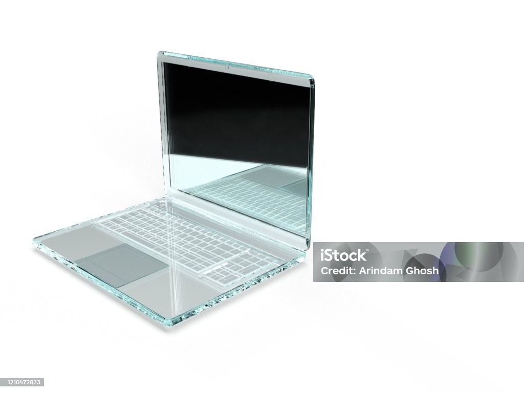 Một Máy Tính Xách Tay Thân Kính Trong Suốt Trong Nền Trắng Với ...