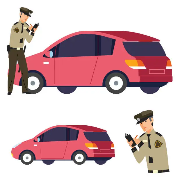 Vector illustration of Getting a ticket