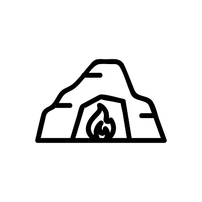 Cave icon vector. Thin line sign. Isolated contour symbol illustration