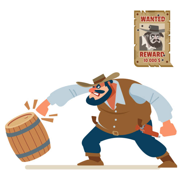 Angry Cowboy Bandit Smash Everything Around Old Wild West Cartoon Vector  Illustration Flat Style Isolated On White Background Stock Illustration -  Download Image Now - iStock