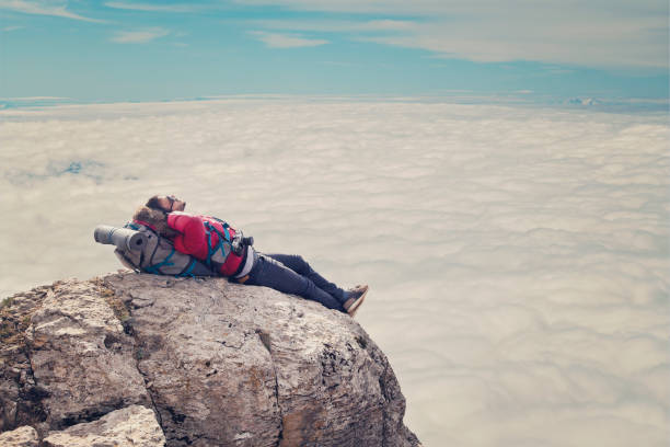 istock Spending time over clouds. Freedom in nature. 1210485094