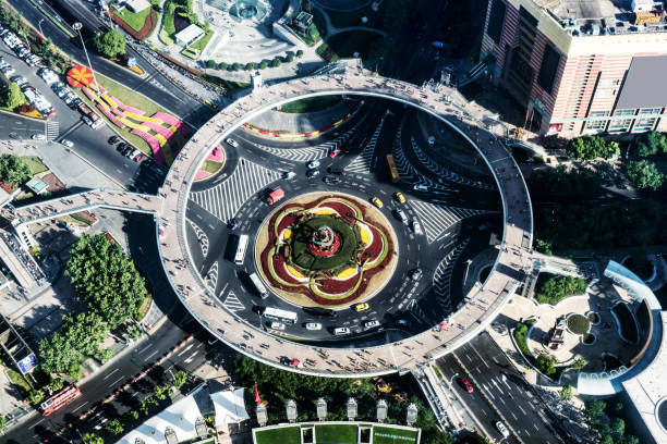 istock Pearl Ring Beautiful Roundabout in Shanghai China 1210485212