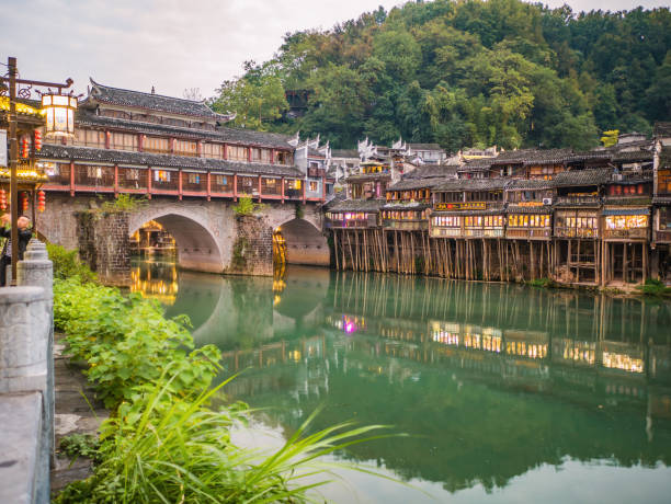 Scenery view of fenghuang old town .phoenix ancient town or Fenghuang County is a county of Hunan Province, China fenghuang,Hunan/China-16 October 2018:Scenery view of fenghuang old town .phoenix ancient town or Fenghuang County is a county of Hunan Province, China fenghuang county photos stock pictures, royalty-free photos & images