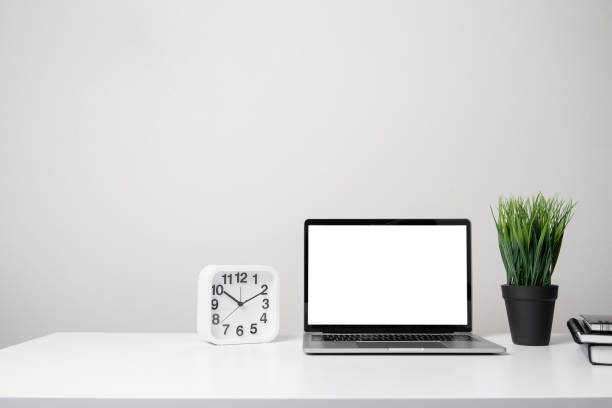 istock modern contemporary workspace with laptop computer, office stationery and supply on desk 1210496604