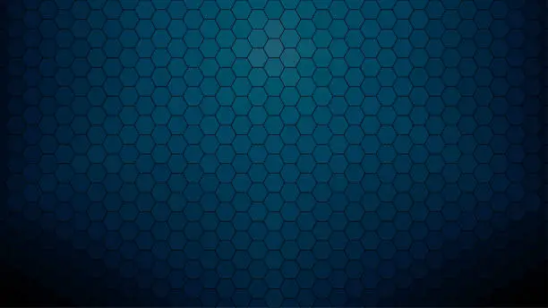 Vector illustration of Dark blue hexagonal clear background