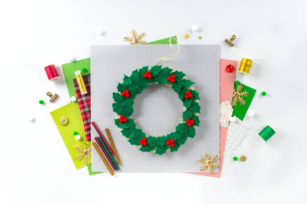 istock DIY instruction. Making a Christmas wreath from felt. Craft tools and supplies. Step 7 - Final 1210508979