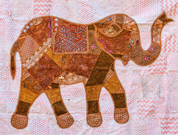 istock Elephant's design rug - handmade, colorful souvenirs from India 1210509124