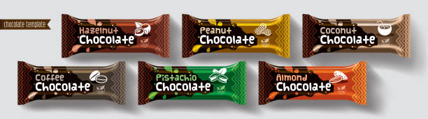 Chocolate bar vector packaging design. Nuts chocolate set. vector art illustration