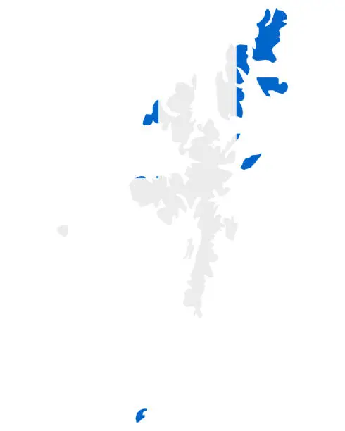 Vector illustration of Flag in map of the Shetland Islands