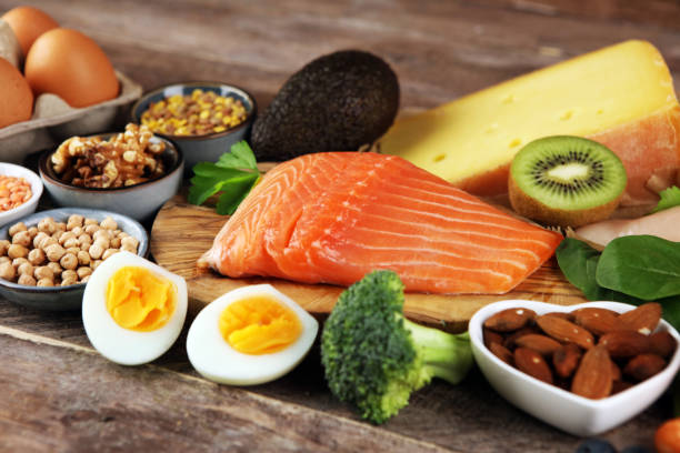 istock healthy eating and diet concept, natural rich in protein food on rustic table 1210515331
