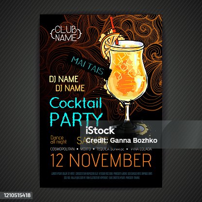 istock Disco cocktail party poster 1210515418