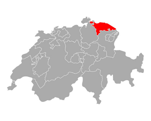 карта тургау в швейцарии - thurgau stock illustrations