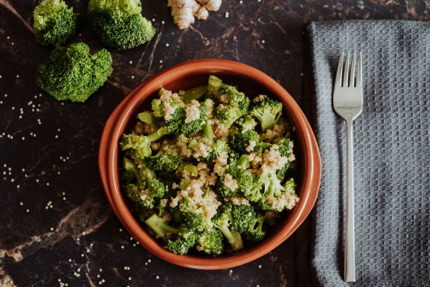 A veggie bowl with broccoli and quinoa